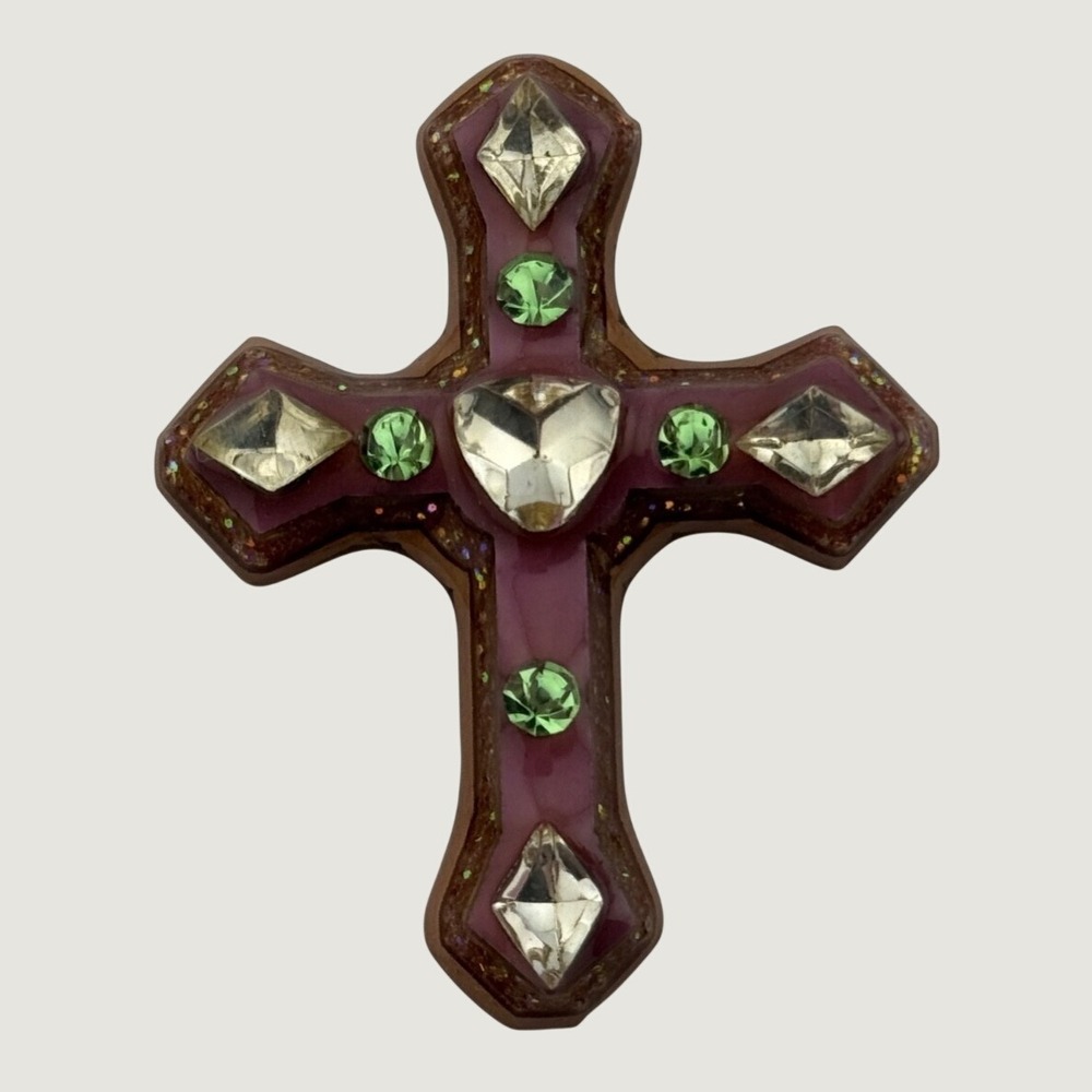 Vintage Lucinda Cross Pin Religious Brooch Pendant Signed‎